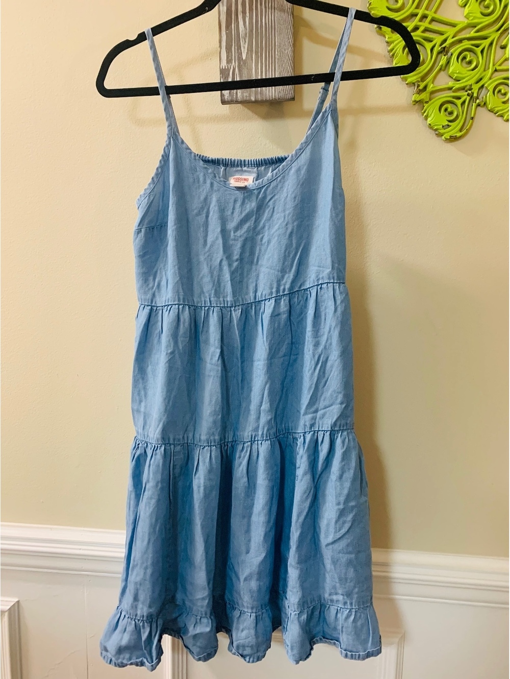 Mossimo Supply Co. Medium Light Blue Denim Tiered Sundress with Ruffle Hem